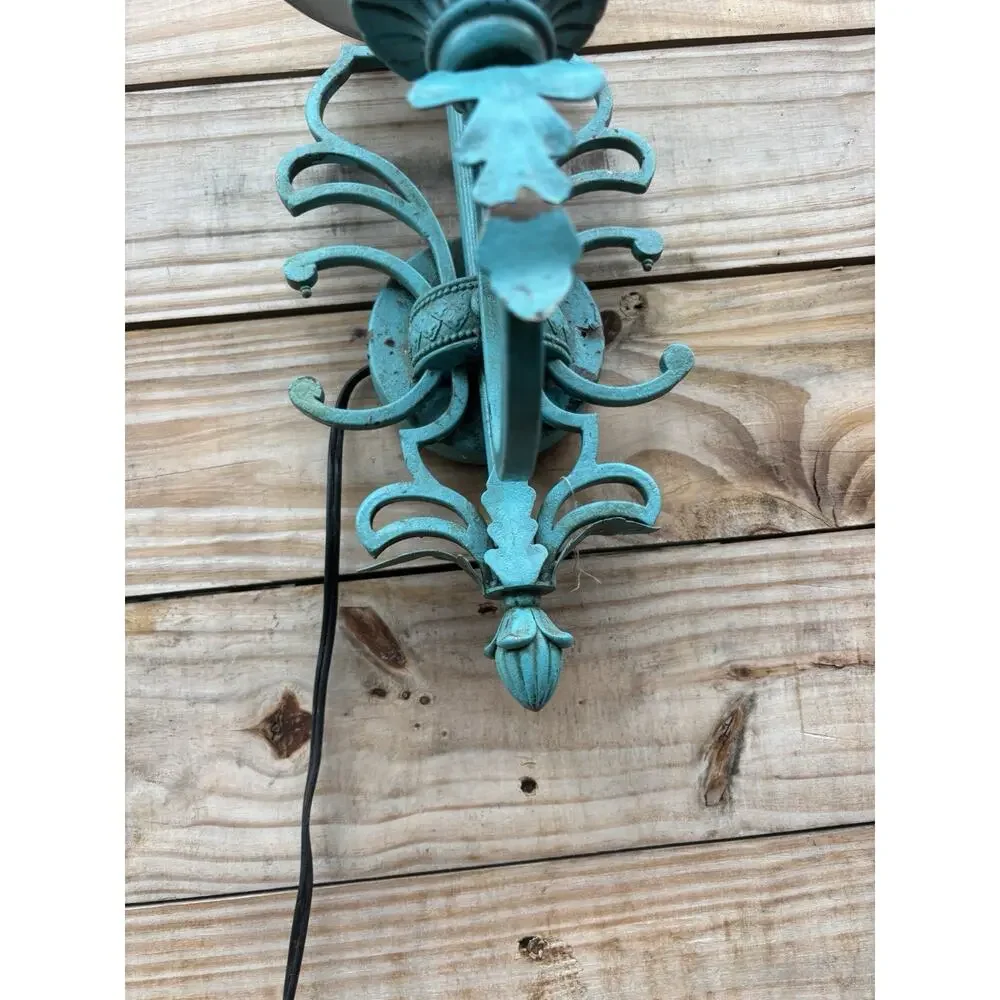 Antique Wall Sconce Custom Painted Turquoise Rewired 19 Tall Teal Blue